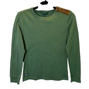 Lauren Jeans Co Ralph Lauren Top Womens M Green Elbow Patch Long Sleeve‎ Preppy